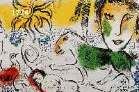 CHAGALL, MARC, 1887-1985, GELBE SONNE ÜBER DER STADT, FARBLITHOGRAPHIE, CA. 34 X 50 CM