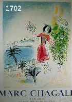 CHAGALL, MARC, 1887-1985, PLAKAT ZUR AUSST. VILLE DE NICE, GALERIE DES PONCHETTES 1970, GEDRUCKT VON SORLIER, RECHTS UNTEN HANDSIG- NIERT, STARK ...