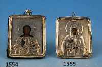 Reiseikone, Russland, um 1890/1900, Christus Pantokrator, Silberoklad, als AnhÄnger ge- fasst, 5x4 cm, l. Alterssp.