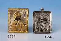 Reiseikone, Russland, um 1870-1900, vergol- detes Silberoklad, Heiligendarst., ca. 5x4cm, min. Alterssp.