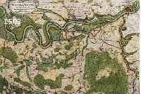 LANDKARTE HOMANNS ERBEN, UM 1730, DIE GEGENDEN DES RHEINS VON SPEYER BIS MAINZ KOLORIERT, ALTER RIß RESTAURIERT, ZWEITEILIG, CA. 32 X 45 CM, ...