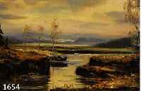 THAUER, FRIEDRICH, KARL, GEB. 1924 MÜNCHEN, ÖL/LWD., FLUßLANDSCHAFT IN DER DÄMMERUNG, SIGNIERT, 24.5 X 50.5 CM