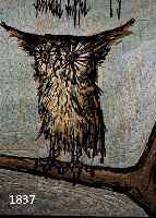 BUFFET, BERNARD, 1928-2000, EULE, STICKBILD AUF STRAMIN, MIT SCHRIFTZUG UND DATUM 69, CA. 64 X 53 CM, R.