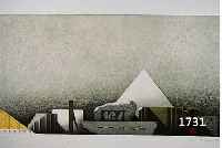 MECKSEPER, FRIEDRICH, GEB. 1936, WEIßE PYRAMIDE, FARBRADIERUNG, HANDSIGN., DAT. 95, NUM. 92/100, CA. 32 X 63 CM