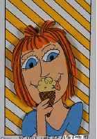 Rizzi, James, geb. 1951, Girls like ice cream, dreidimensionale Farblithographie, handsigniert, betitelt, dat. 97, num. 230/ 350, ca. 10 x 6.5 cm