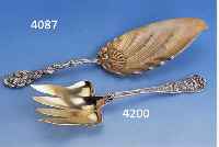 TORTENSCHAUFEL, GORHAM USA UM 1900, STERLINGSILBER, SCHÖNE SCHWERE AUSF., BAROCK- STIL, SCHAUFEL MIT MUSCHELDEKOR, TEILVERGOLDET GRIFF RELIEFIERT ...