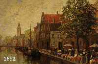 Unbekannter Maler, deutsch, 30er Jahre, Der Blumenmarkt an der Amsterdamer Gracht, Öl/Holz, re. u. unleserlich sign., ca. 50 x 60 cm, R.