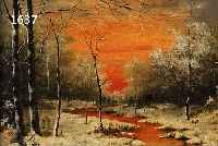 BERGER, LUISE, WINTERLANDSCHAFT MIT BACHLAUF UN REHEN IM MORGENROT, ÖL/HOLZ, LI. U. SIGN., RÜCKSEITIG WIDMUNG VON 1898, CA. 16 X 21 CM, R.