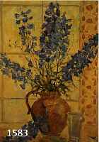 Beck, wohl deutscher KÜnstler um 1910-20, Stilleben mit blauen Blumen, Öl/Malkarton, re. u. sign., ca. 50 x 42 cm, R.