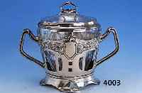 BOWLEGEFÄß, PFORZHEIM, LUTZ & WEISS UM 1900, 800ER SILBER, REINER JUGENDSTIL, GLASEINSATZ SEK., ABER PASSEND, H CA. 26 CM
