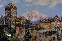 BELLENZIER, RUDOLF, GEB. 1922 TSCHÖTSCH BEI BRIXEN, LEBT IN MERAN, EXPRESSIVER REALIST, ZWEI GEMÄLDE IN ÖL AUF HARTFASER, DÖRFER IM GEBIRGE, ...