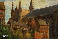 Tondreau, Paul, 1886-1977 Belgien, Seitenansicht einer Kathedrale, Öl/Lwd, re. u. sign., ca. 50 x 60 cm, R., dieser besch.
