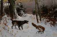 SCHEURER, OTTO, GEB. 1862-1934, MÜNCHENER KÜNSTLER, HUND VERJAGT FUCHS, ÖL/LWD., LINKS UNTEN SIGNIERT, 40 X 32 CM, R.