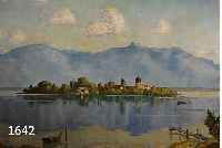 NIEMANN, GOTTFRIED, GEB. 1882 BERLIN, DIE FRAUENINSEL IM CHIEMSEE, ÖL/LWD, LI. U. SIGN. UND DAT. 38, CA. 60 X 80 CM, BREITER ORIGINALRAHMEN
