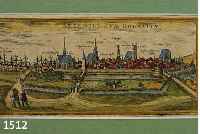 KONVOLUT VON 2 BLATT OLDENBURG HOLSTEIN UND UMGEBUNG, 1.) KOLOR. KUPFERSTICH V. BR. U. HOGENBERG, CA. 1590, ALDENBURGUM HOLSATIAE (OLDENBURG), 11 ...