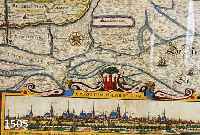 KOLOR. KUPFERSTICHK. V. M. MERIAN, NOBILIS FLUVIUS ALBIS..., MIT GR. GA VON HAMBURG RE. U., KARTE HIER ZUSAMMENGESETZT UND VON ZWEI PLATTEN ...