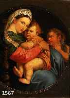UNBEK. KÜNSTLER MITTE 19. JH., WOHL ITALIEN, SEHR QUALITÄTVOLLE KOPIE NACH RAFFAELS MADONNA DELLA SEDIA, DESSEN ORIGINAL SICH IN FLORENZ IM ...