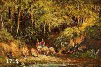 WEHN, RANDOLF, GEB. 1911, MÜNCHENER IMPRESSIONIST, HIRTINNEN AM WALDBACH, ÖL/LWD., SIGN., 25,5 X 50,5 CM, R.