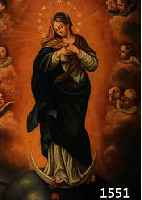UNBEKANNTER MALER, WOHL DEUTSCH, UM 1860, MADONNA AUF WELTKUGEL UND MONDSICHEL, UM- RAHMT VON PUTTI, ÖL/LWD, DOUBLIERT, CA. 95 X 75 CM, ...