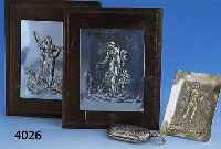 KONVOLUT 4 TEILE: METALL VERSILBERT, FRANKREICH UM 1900, SIGN. ERNST DROPSY (GEB. 1854, GESTORBEN 1910), BESTEHEND AUS 2 PLAKETTEN AUF HOLZ ...