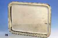 Tablett, deutsch Hanau um 1920/25, 925er Silber, glatte zeitlose Form, ca. 1080 g, 36.5 x 26 cm