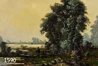 Reuter, Helmut, 1913-1985 DÜsseldorf, niederrheinische Landschaft, Öl/Lwd., rest., signiert, 40 x 50 cm, Prunkrahmen