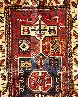 Kazak, Russland, ca 230 x 144cm, Ehz 3 um 1920, restauriert.Wolle auf Wolle.