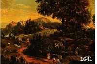Unbekannter KÜnstler des 18. Jh., idealisierte Landschaft im Gebirge mit reicher Personenstaffage, Öl/Lwd, Keilrahmen erneuert, ca. 30 x 36 cm, R.