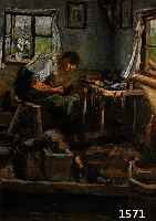 KOFLER, T., DATIERT 1908, SCHUSTER BEI DER ARBEIT IN SEINER WERKSTATT, ÖL/LWD, RE. U. SIGN. UND DAT., CA. 66 X 50 CM, R.