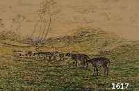 STEPPES, EDMUND, GEB. 1873 BURGHAUSEN, SCHÜLER VON KNIRR UND DER AKADEMIE MÜNCHEN, HIER: SCHAFE AUF DER WEIDE, BLEI- UND BUNT- STIFTZEICHNUNG, ...