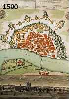 KONVOLUT VON 2 BLATT ANSICHTEN VON MAINZ, 1.) ALTKOLOR. KUPFERSTICH V. HOMANN, CA. 1745, ACCURATER PLAN DER CHURF. ERTZBISCH RESIDENTZ STADT MAYNZ ...