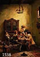 BLÄTTER, BRUNO, BERLINER KÜNSTLER 19./20. JH., 5 MUSKETIERE BEIM KARTENSPIEL, ÖL/LWD., SIGN., 60 X 50 CM, R. (DIESER BESCH.)