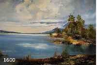 FRANKFURTER IMPRESSIONIST D. 20. JH., SOMMERLICHER VORGEBIRGSSEE MIT SCHÖNEN LICHTSPIEGELUNGEN UNTER BEWÖLKTEM HIMMEL, SCHÖNE, QUALITÄTVOLLE ...