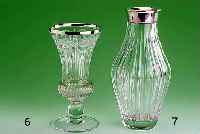 Vase, SchwÄbisch-GmÜnd, 835er Silber, 30er Jahre, Meistermarke W. Binder, Kristall- glas geschnitten und geschliffen, H ca. 23 cm