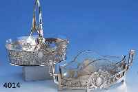 KONVOLUT 2 ANBIETSCHÄLCHEN, METALL VERSILBERT, JUGENDSTIL MIT KLASSIZISTISCHEM EINSCHLAG, GLASEINSÄTZE, 1 X WMF, 1 X HERMANN THOME, PFORZHEIM, ...