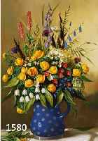 VOLKWEIN, H. A., BLUMENMALER, ZWEITE HÄLFTE, 20. JH., WIESENBLUMENSTRAUSS IN BLAUEM KRUG, ÖL/LWD., SIGN., 50 X 40 CM, R.