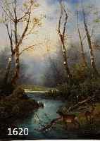 WOLSTER, A., JAGDMALER DES 19. JH., ZWEI REHE AM BACH AM WALDRAND, ÖL/LWD. (ALTERSBEDINGT KRAKELIERT); SIGN., 46 X 31 CM, R. (DIESER MIT L. ...