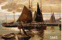 RHEINERT, ADOLF, 1880-1958 DÜSSELDORF, HAFENANSICHT IN DER DÄMMERUNG, ÖL/LWD., SIGN. 34 X 47 CM, PRUNKRAHMEN