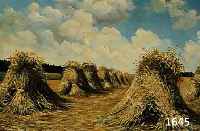 Schmidt, K., dat. 1937, Motiv aus dem Egerland, nach der Ernte, Öl/Pappe, 26 x 36 cm