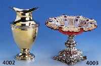 ANBIETSCHALE/ZUCKERSCHALE, FRANKFURT UM 1835/40, 13LÖTIGES SILBER MIT KRONE, BEZ. SCHOTT, 2. BAROCK, GLASKÖRPER RUBINGLAS MIT WEIßEM ...