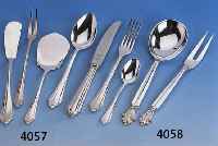61-TEILIGES FRÜHSTÜCKSBESTECK, DEUTSCH, 30ER JAHRE, 800ER SILBER, MEISTERMARKE BSF, MODELL FREDERIKE, BEST. AUS: 6 MESSER (GRIFFE GEFÜLLT, ...
