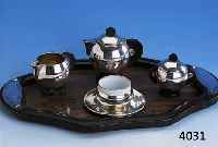 Ausgefallenes Art-Deco-Set Egoiste, deutsch, um 1930, 800er Silber, reiner Kubismus, teilvergoldet, Meistermarke SFS ligiert im Kreis, unged., ...