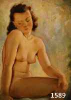 MISLIWIERZ, R. (O.Ä.), SITZENDER WEIBLICHER AKT, ÖL/MALKARTON, RE. O. SIGN., CA. 50 X 39 CM, R.