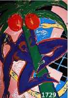BACH, ELVIRA, GEB. 1951, FRAU MIT SCHLANGE UND PALME, FARBSIEBDRUCK, HANDSIGN. UND NUM. 77/90, CA. 105 X 78 CM