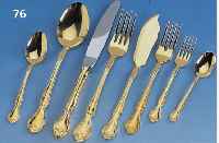 104-teiliges Besteck, Solingen 23/24 kt hart- vergoldet, Planeta 18/10, Rokokodekor,best. aus: 12 Messer, 12 Gabeln, 12 LÖffel, 12 Fischmesser, ...