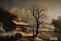 KOLBE, HEINRICH DÜSSELDORFER SCHULE 19. JH., WINTERLICHE SEENLANDSCHAFT M. BÄUERIN VOR IHRER HÜTTE, ÖL/LWD. (DOUBLIERT) SIGN., 73 X 100 CM, R.