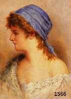 BELOT, A., FRANZ. KÜNSTLER ENDE 19. JH., PORTRÄT EINER JUNGEN FRAU MIT BLAUEM KOPFTUCH, ÖL/HOLZ SIGN., 21,5 X 16 CM, R.