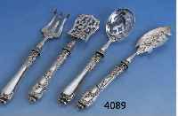 4-teil. Petit-Fours-Besteck, Frankreich um 1900, Barockstil, 950er Silber incl. Gebr- teile, ziseliert, punziert, gesÄgt, Durchbruch arbeit, ...