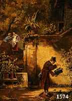SPITZWEG-KOPIST, 1. HÄLFTE 20. JH., "DER ROSENFREUND", ÖL/HOLZ BEZ., 40 X 30 CM, R.