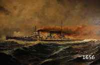 WITZMANN, CARL, BERLINER MARINEMALER, NACH- GEWIESEN NOCH UM 1930, KRIEGSSCHIFFE AUF HOHER SEE, ÖL/LWD. (WENIGE KL. RESTAURIERUNGEN; AM RANDE KL. ...